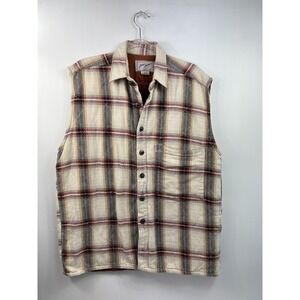 Vintage Address Unknown Vest Men's Sz L Plaid‎ Heavily Lined Collared Button Up
